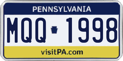 PA license plate MQQ1998