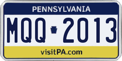 PA license plate MQQ2013