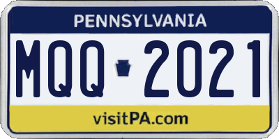 PA license plate MQQ2021