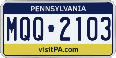 PA license plate MQQ2103