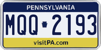 PA license plate MQQ2193