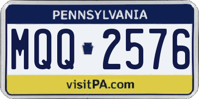 PA license plate MQQ2576
