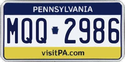 PA license plate MQQ2986