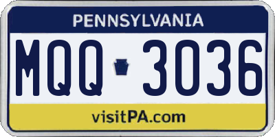 PA license plate MQQ3036