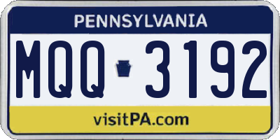PA license plate MQQ3192