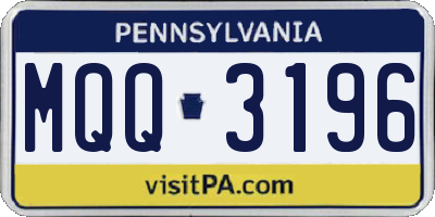 PA license plate MQQ3196