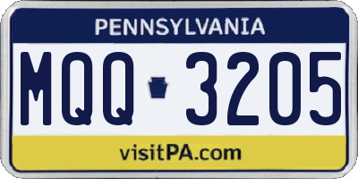 PA license plate MQQ3205