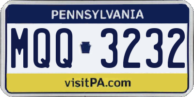 PA license plate MQQ3232
