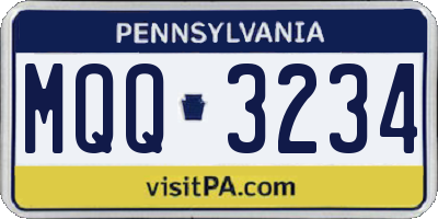 PA license plate MQQ3234
