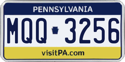 PA license plate MQQ3256