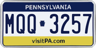 PA license plate MQQ3257