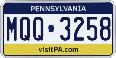 PA license plate MQQ3258