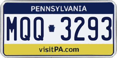 PA license plate MQQ3293