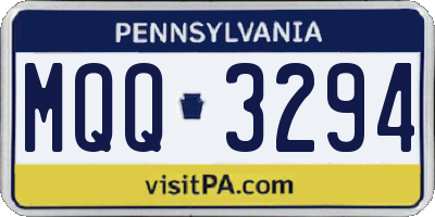 PA license plate MQQ3294