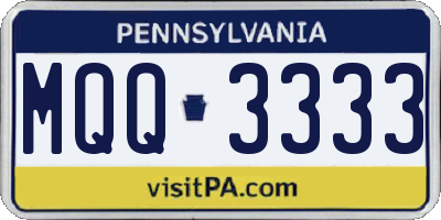 PA license plate MQQ3333
