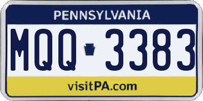 PA license plate MQQ3383