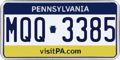 PA license plate MQQ3385