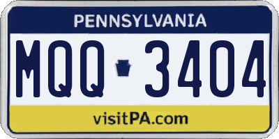 PA license plate MQQ3404