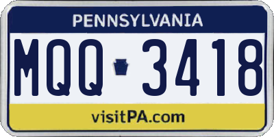 PA license plate MQQ3418