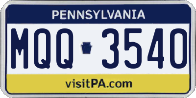 PA license plate MQQ3540