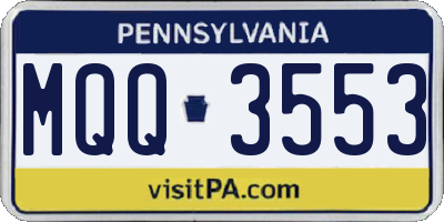PA license plate MQQ3553