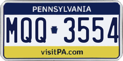 PA license plate MQQ3554