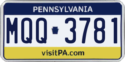 PA license plate MQQ3781