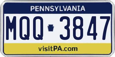 PA license plate MQQ3847