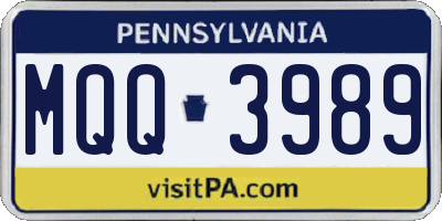 PA license plate MQQ3989