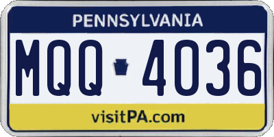 PA license plate MQQ4036