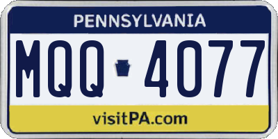 PA license plate MQQ4077