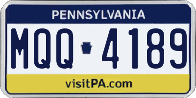 PA license plate MQQ4189