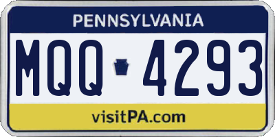 PA license plate MQQ4293