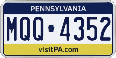 PA license plate MQQ4352