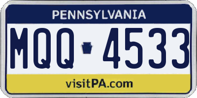PA license plate MQQ4533