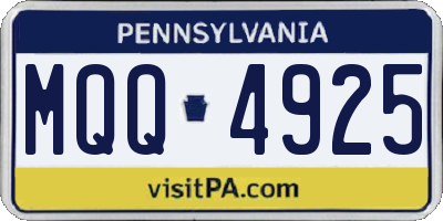 PA license plate MQQ4925