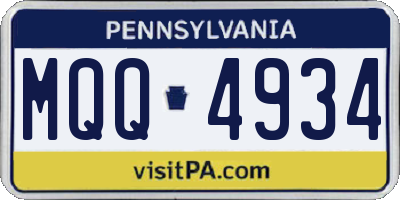 PA license plate MQQ4934
