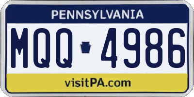 PA license plate MQQ4986