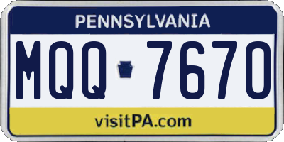 PA license plate MQQ7670