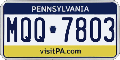 PA license plate MQQ7803