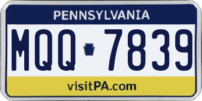 PA license plate MQQ7839