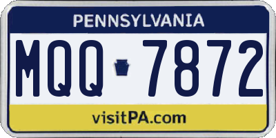 PA license plate MQQ7872