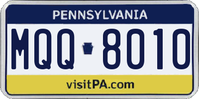 PA license plate MQQ8010