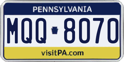 PA license plate MQQ8070
