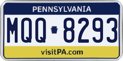 PA license plate MQQ8293
