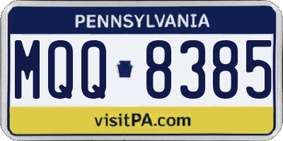 PA license plate MQQ8385