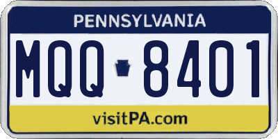 PA license plate MQQ8401
