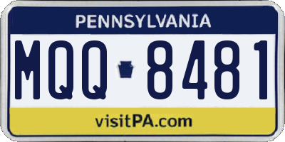 PA license plate MQQ8481