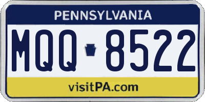 PA license plate MQQ8522
