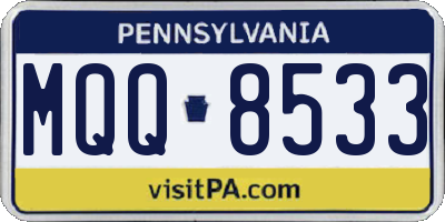 PA license plate MQQ8533